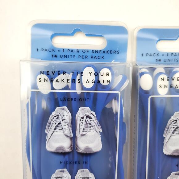 Hickies Blue & White Lacing System Elastic Tieless Unisex One Size Lot of 2 - Picture 2 of 7